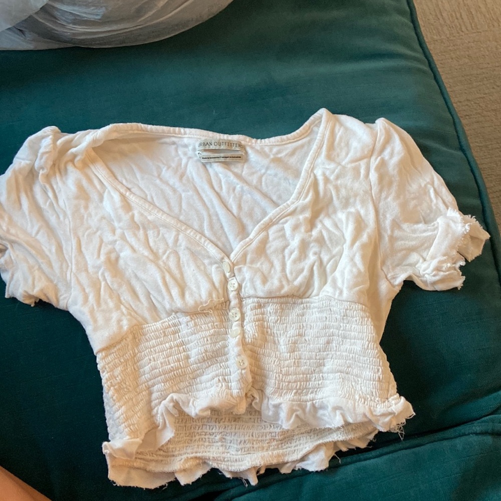 urban outfitters top in crème with a scrunched detail